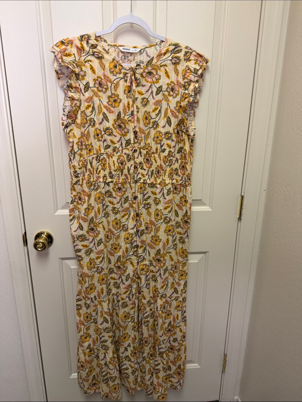 Sonoma Yellow and Cream Floral Maxi Dress XXL